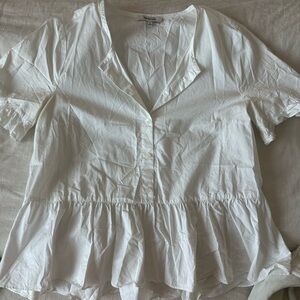 MADEWELL White Cotton Studio Ruffle-Hem Top